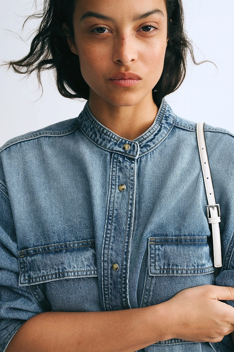 Chemise en denim délavé