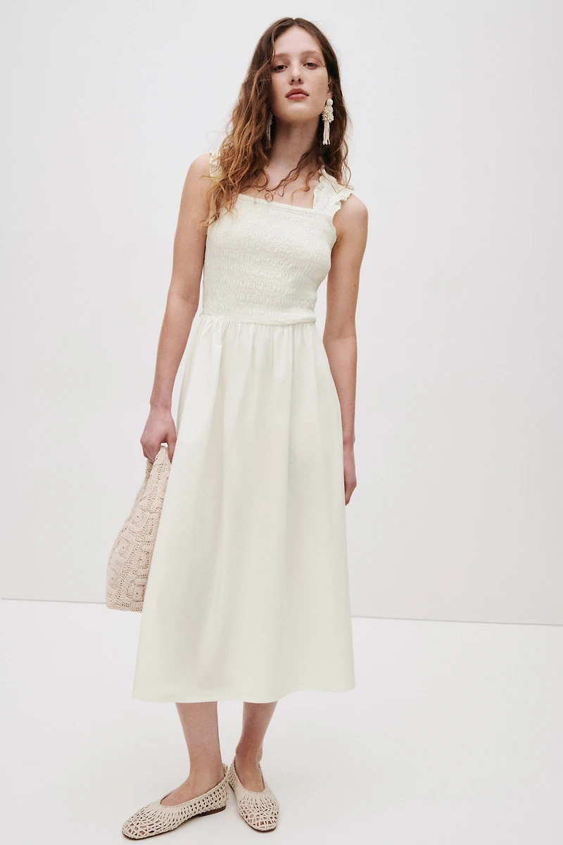 Robe smockée en popeline