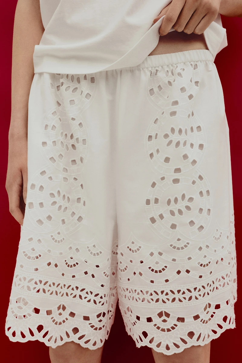 Eyelet-Embroidered Shorts