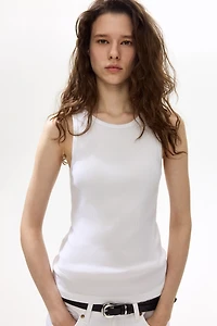 Camisole côtelé en soie mélangée
