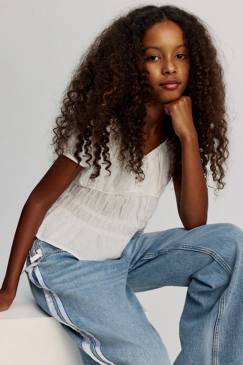 Blouse smockée en coton