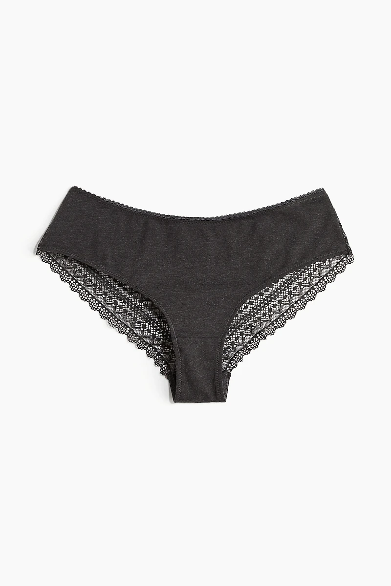 Lot de 3 culottes Hipster en coton et dentelle