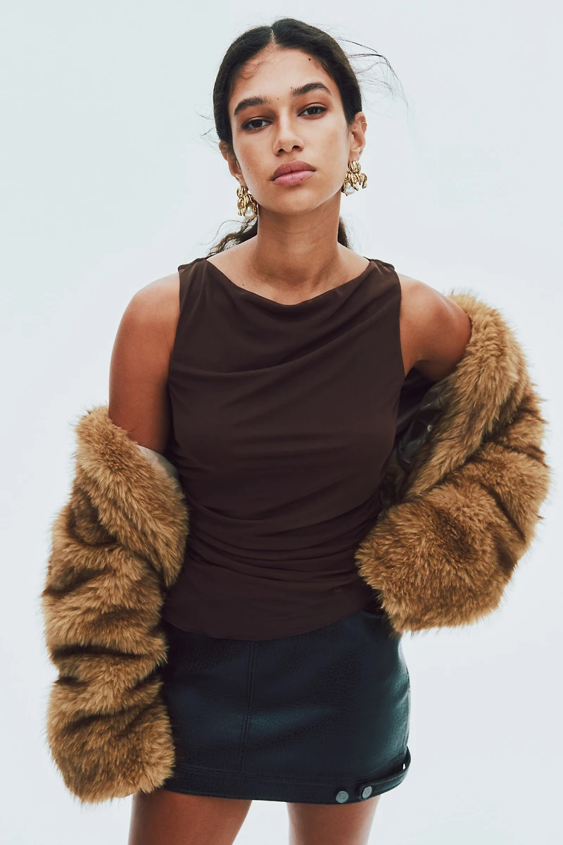 Haut sans manches en voile à effet drapé