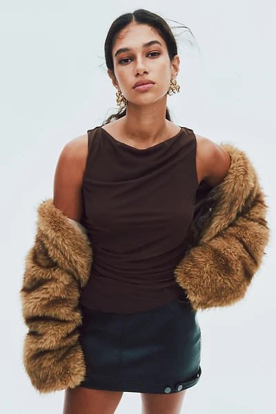 Haut sans manches en voile à effet drapé