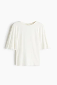Batwing-Sleeved Ribbed Top