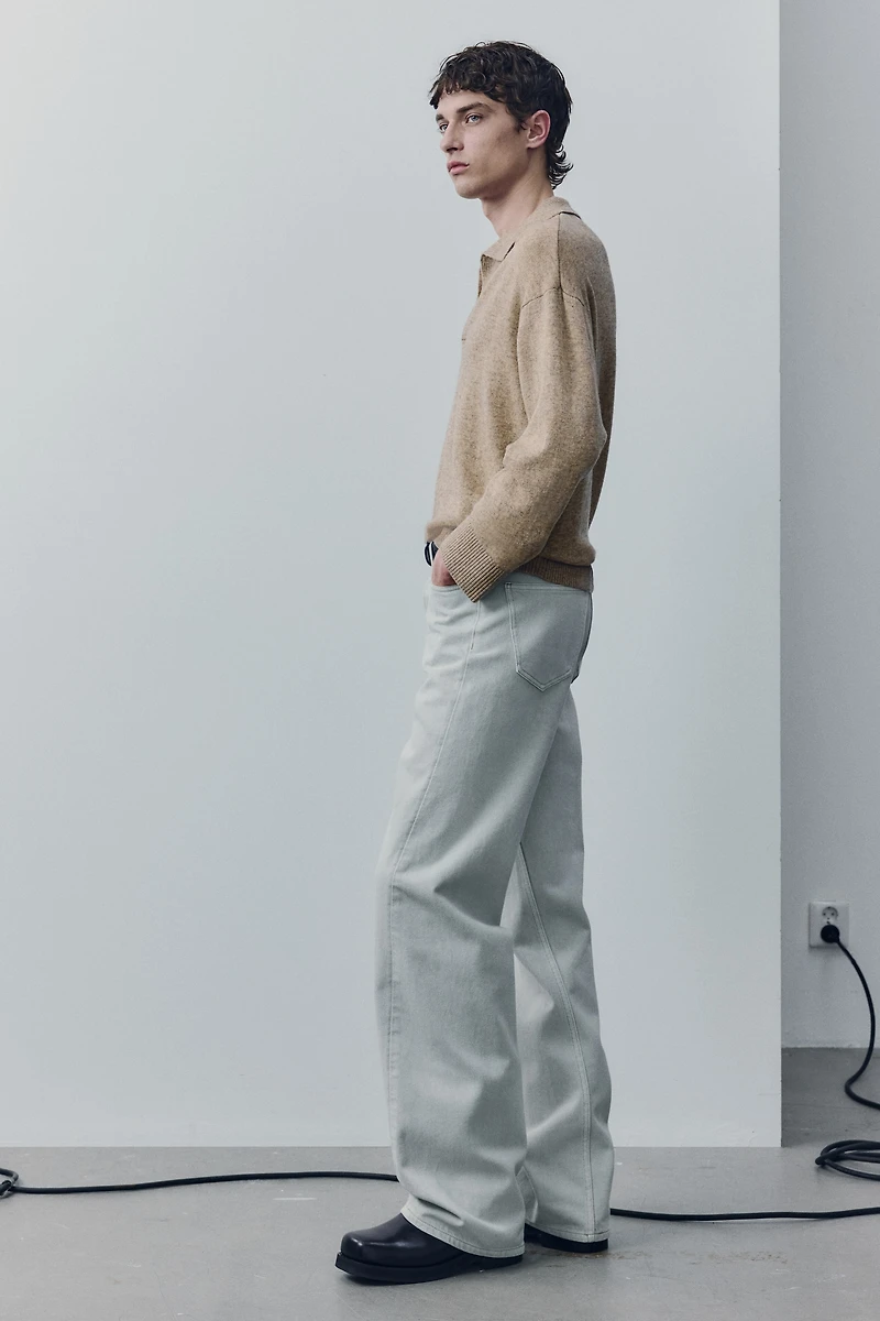 Chandail style polo en laine mélangée