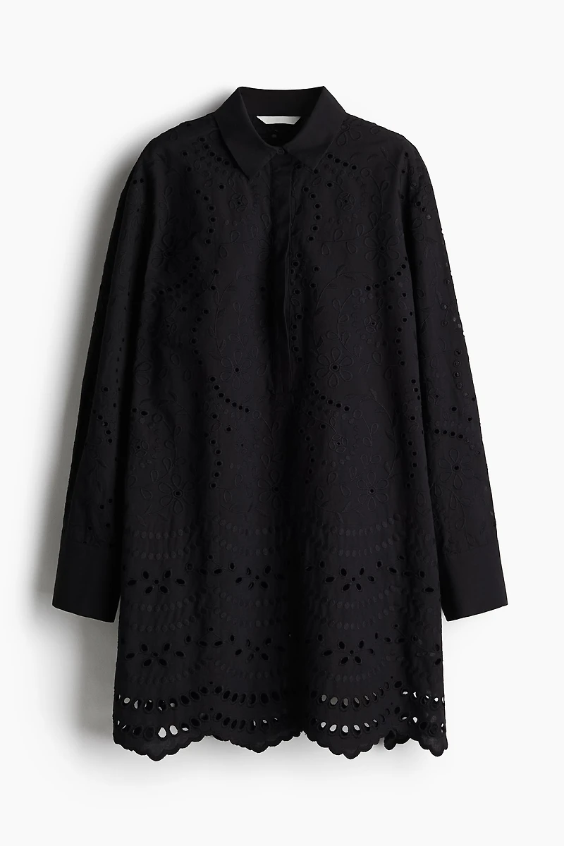 Eyelet Embroidered Shirt Dress