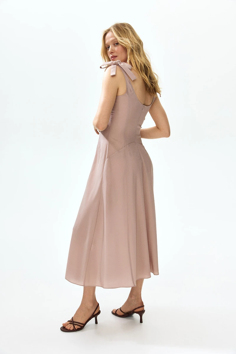 MAMA Nursing Dress with Tie-Top Shoulder Straps