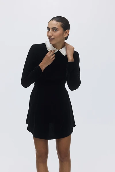 Velvet Dress with Collar