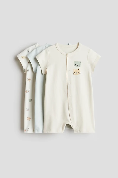 3-pack Cotton Pajama Jumpsuits