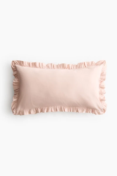 Ruffle-Trimmed Cotton Cushion Cover