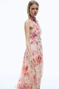 Tie-Detail Halterneck Dress