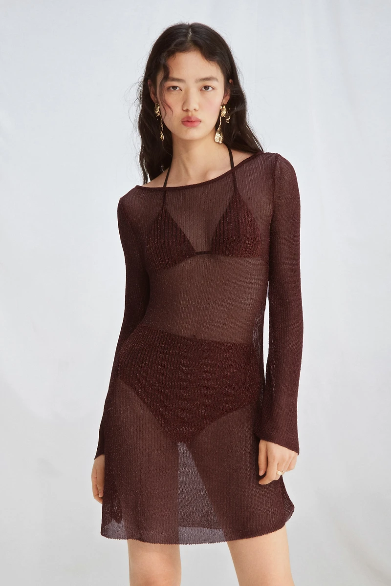 Shimmery Dress with Flared Skirt