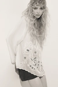 Blouse with Eyelet Embroidery