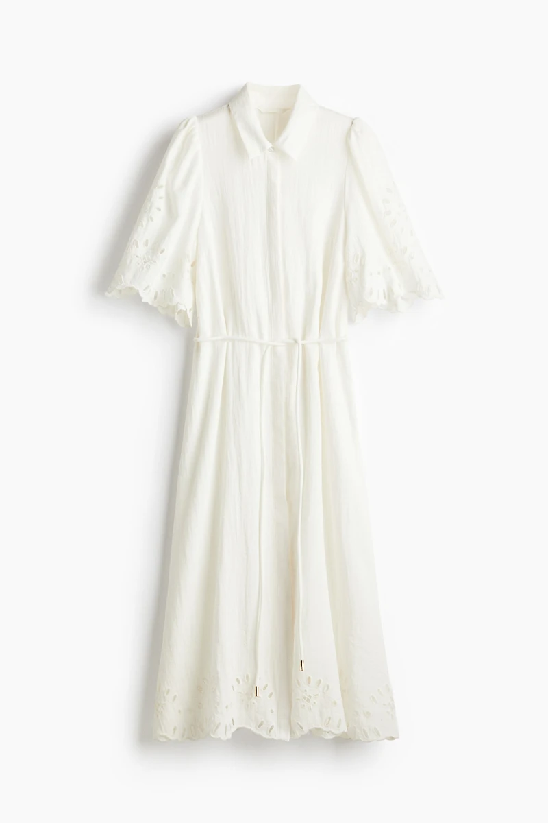 Shirt Dress with Eyelet Embroidery