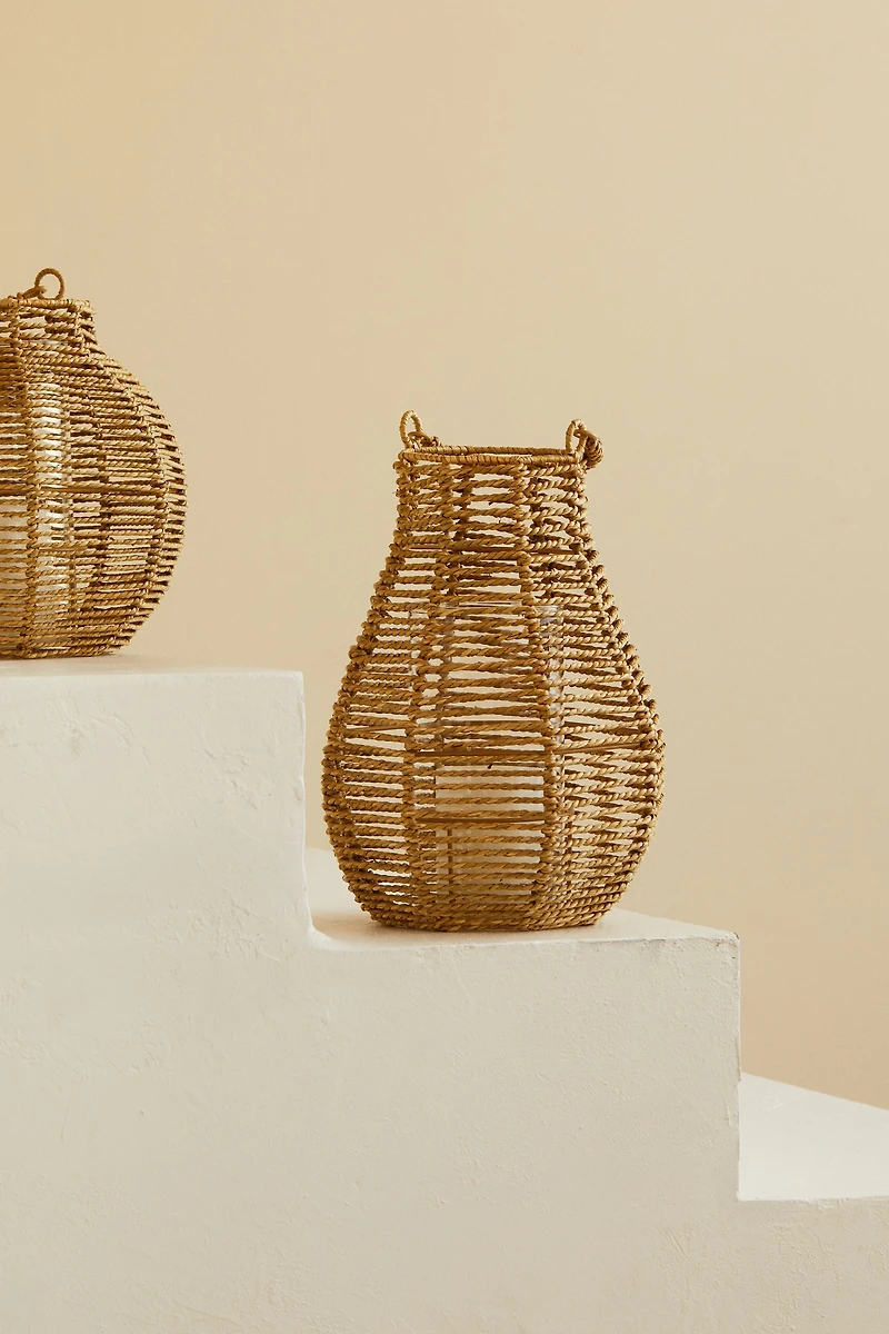 Large seagrass candle lantern
