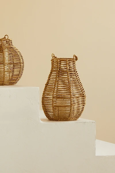 Large seagrass candle lantern