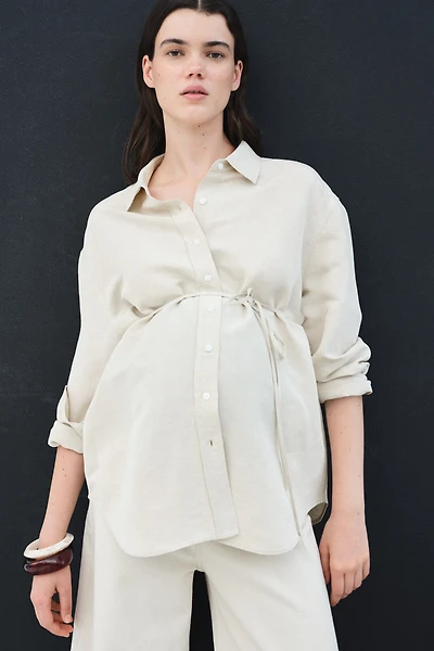 MAMA Before & After Linen-Blend Shirt