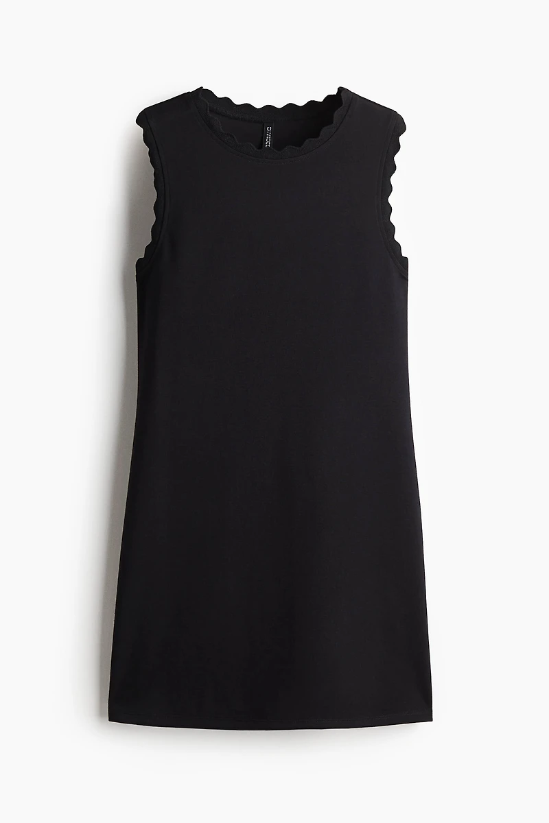 Scalloped-Trim Jersey Dress