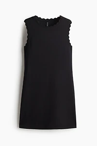 Scalloped-Trim Jersey Dress
