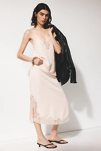 Lace-Trimmed Viscose Skirt