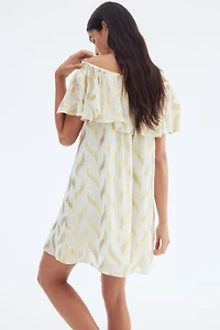Jacquard-Weave Off-the-Shoulder Dress