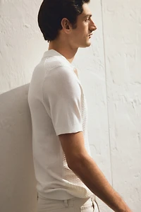 Slim-Fit Cable-Knit Polo Shirt