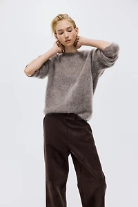 Pantalon à jambes droites en tissu enduit