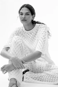 Pointelle-Knit Pants