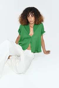 Oversized Linen-Blend Shirt