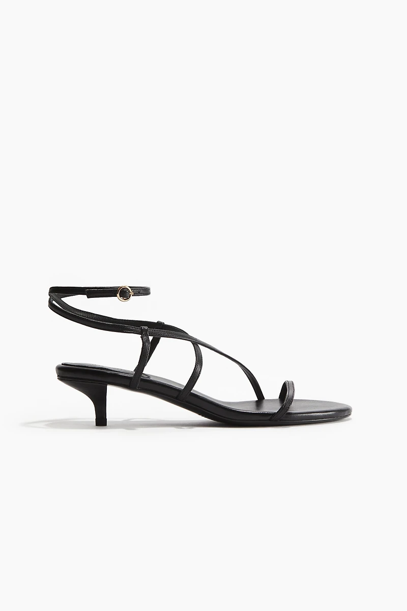 Kitten-Heeled Leather Sandals