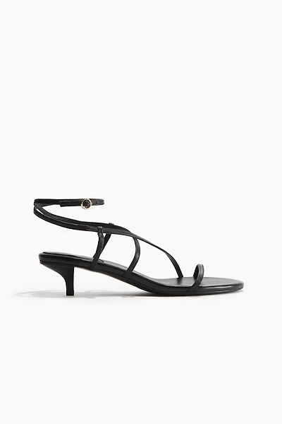 Kitten-Heeled Leather Sandals