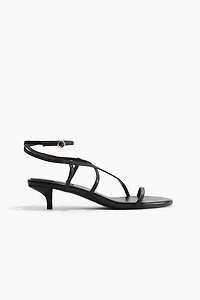 Kitten-Heeled Leather Sandals