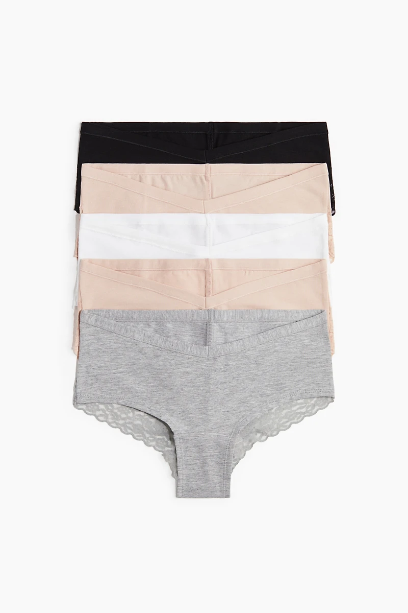 MAMA 5-pack lace-trimmed cotton hipster briefs