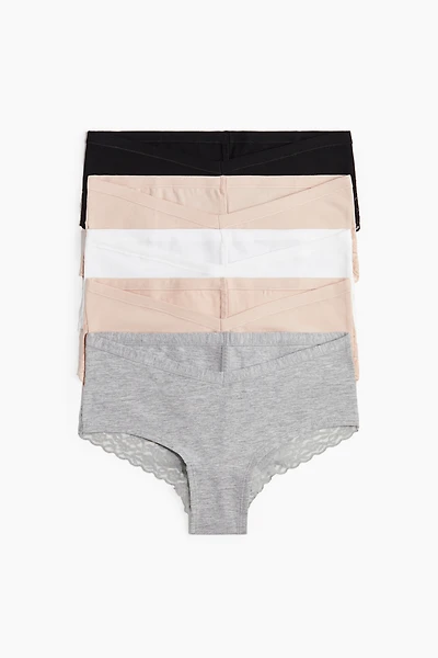 MAMA 5-pack lace-trimmed cotton hipster briefs