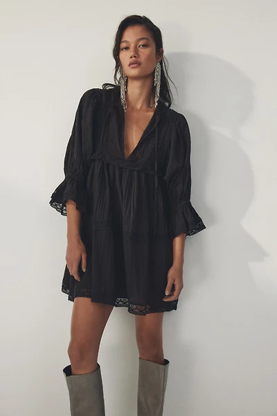 Lace-Trimmed Cotton Dress