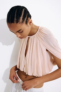 Fine-Knit Bubble-Hem Top