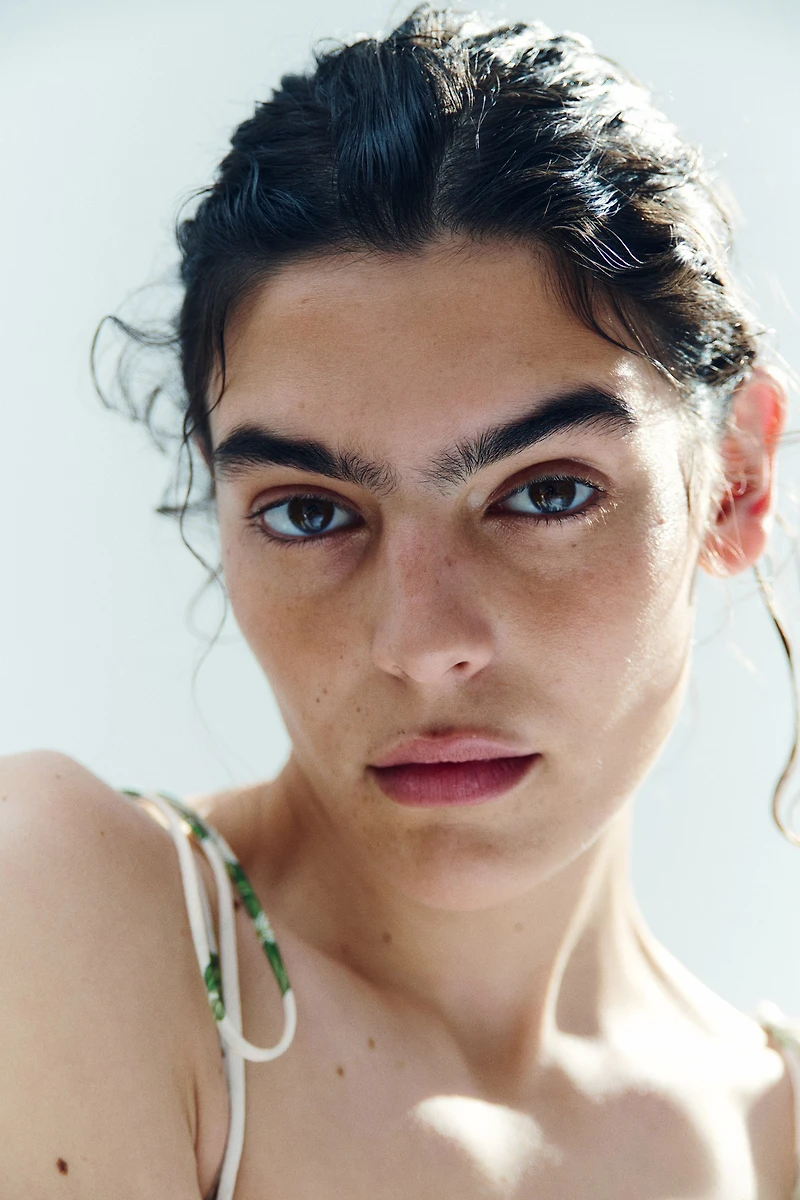 Pleated Linen-Blend Crop Top