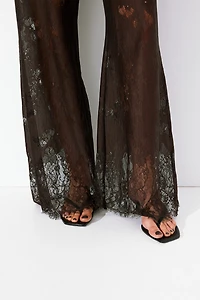 Pantalon à jambes semi-évasées en dentelle