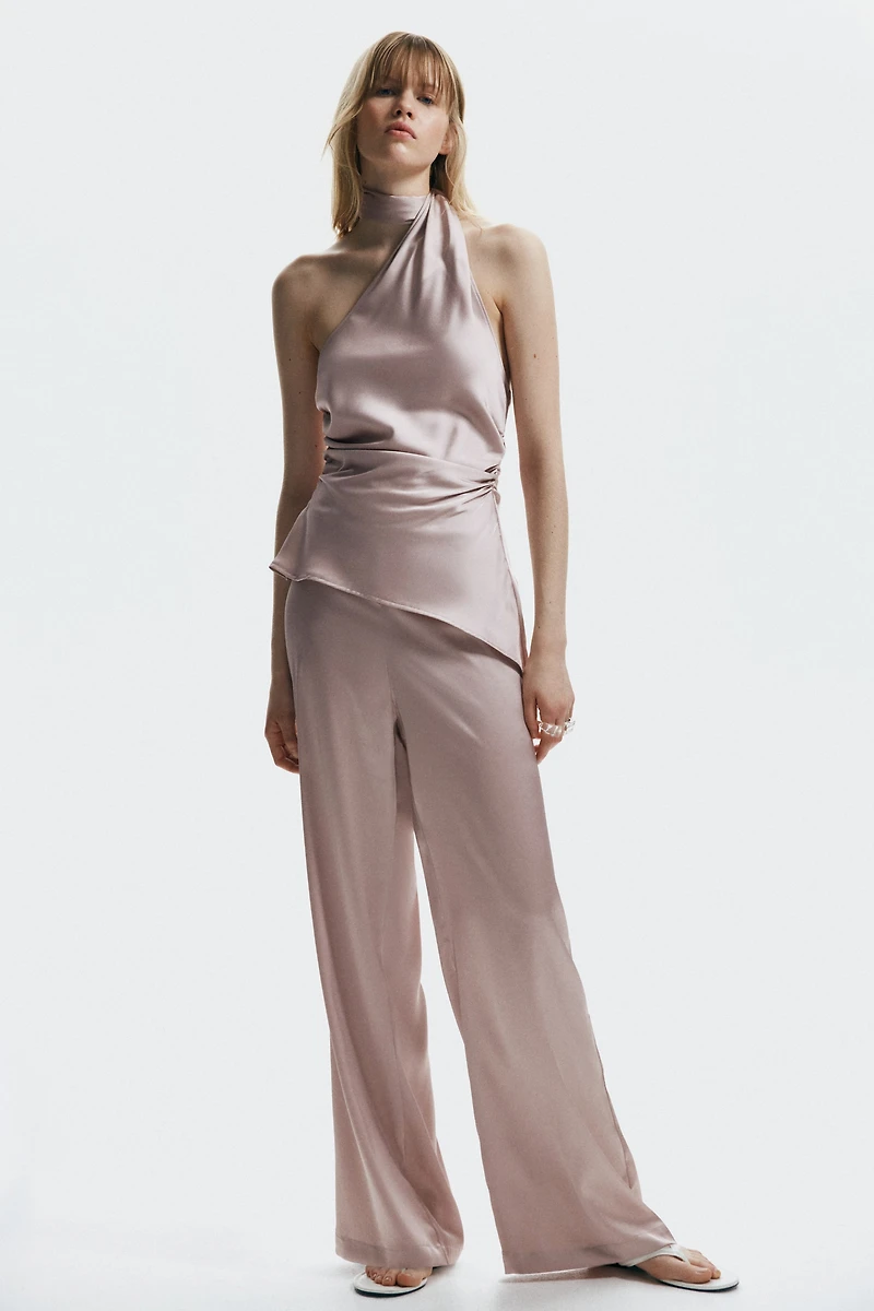 Wide-Leg Satin Pants