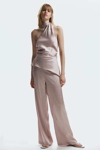 Wide-Leg Satin Pants