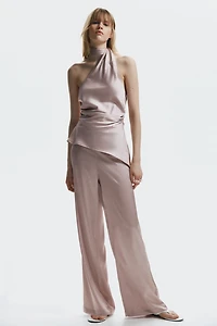 Wide-Leg Satin Pants