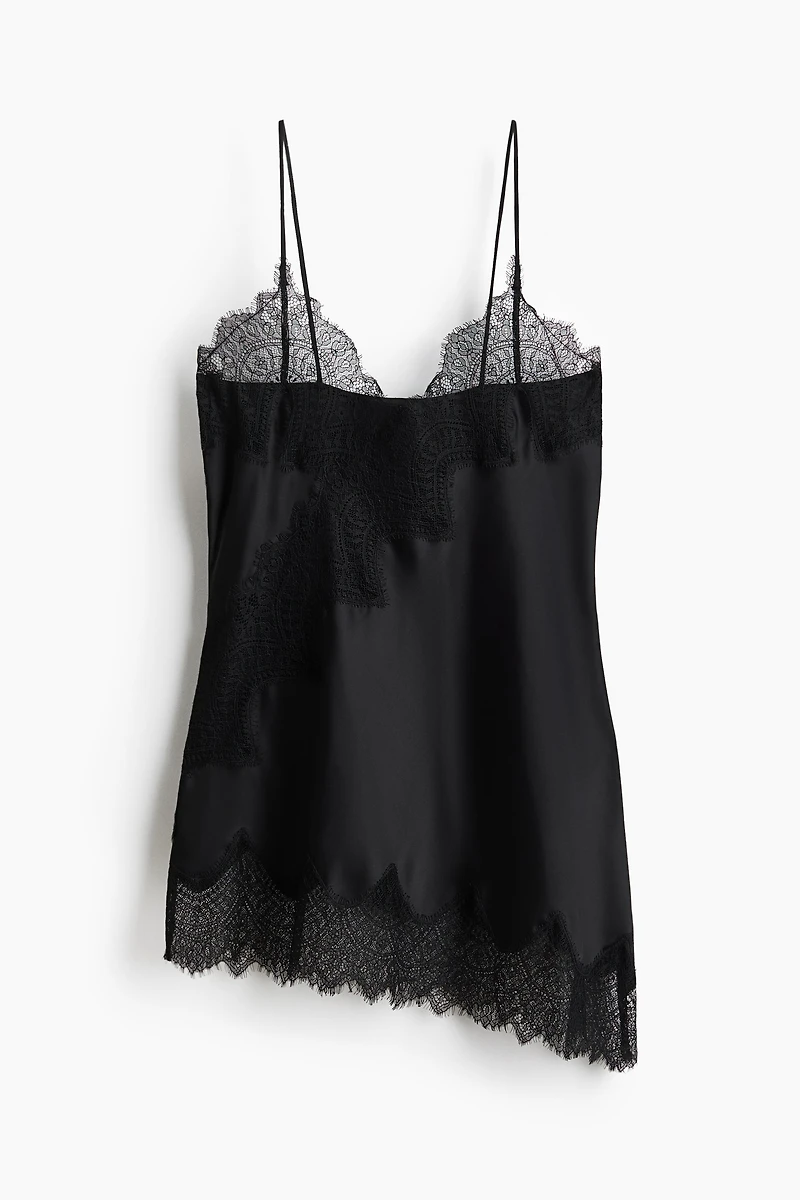 Lace-Trimmed Satin Camisole Top