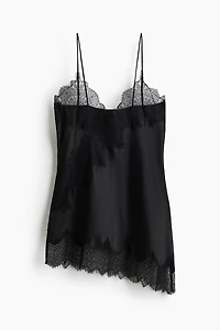 Lace-Trimmed Satin Camisole Top