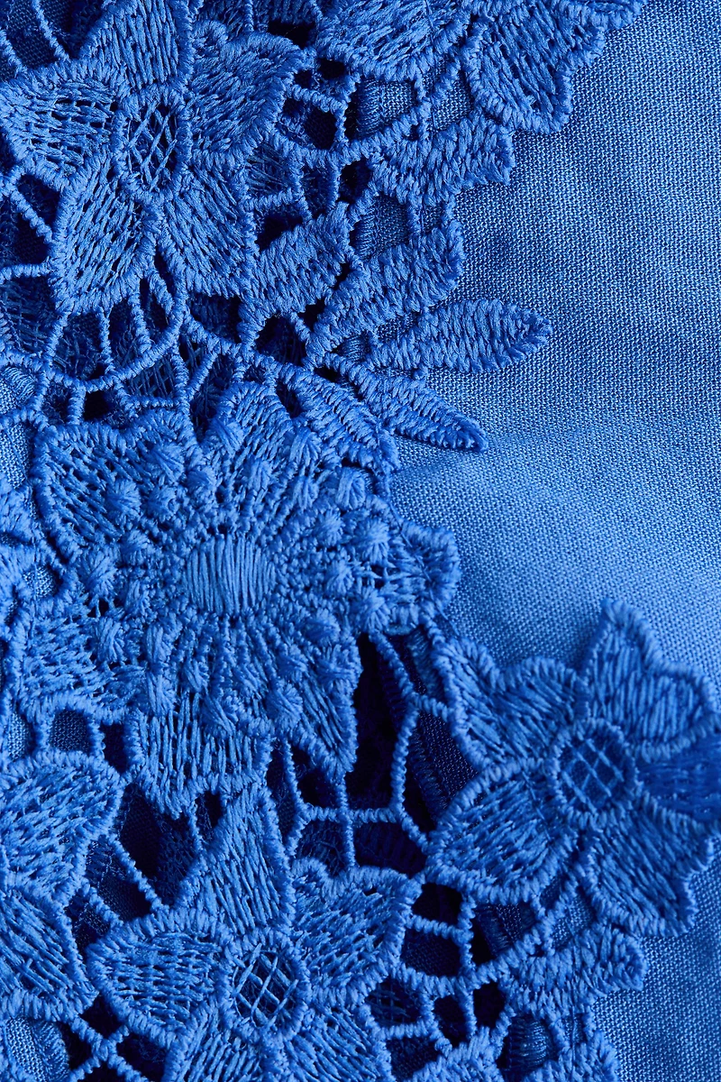 Crinkled Dress with Eyelet Embroidery