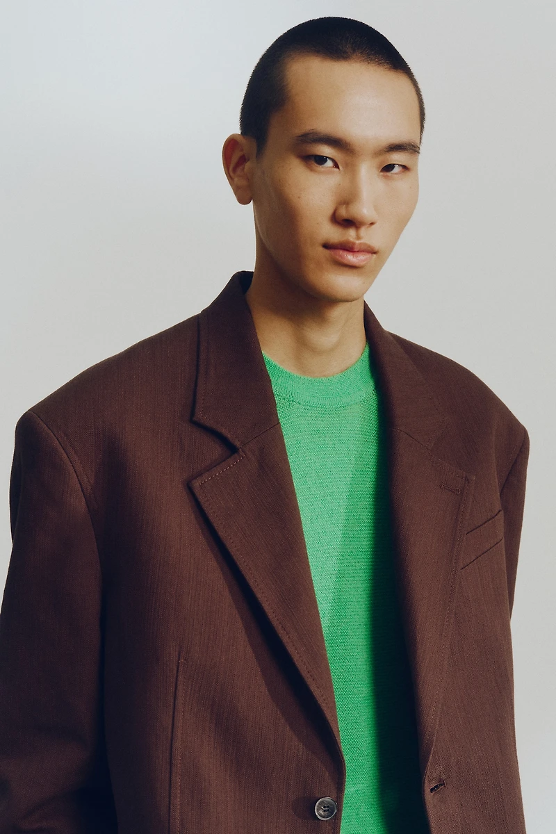 Relaxed-Fit Single-Breasted Linen Jacket