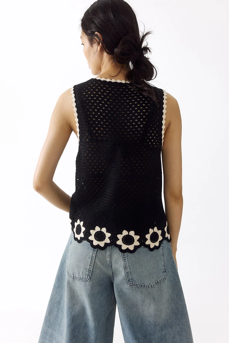 Crochet-Look Open-Knit Top
