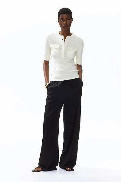 Wide-Leg Drawstring Pants