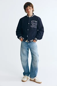 Motif-Detail Baseball Jacket