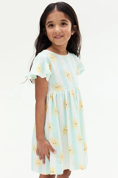 Flutter-Sleeved Cotton Dress